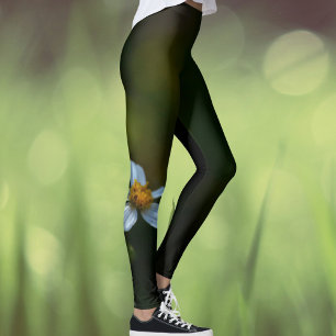 デイジー フラワー ダークグリーン レギンス