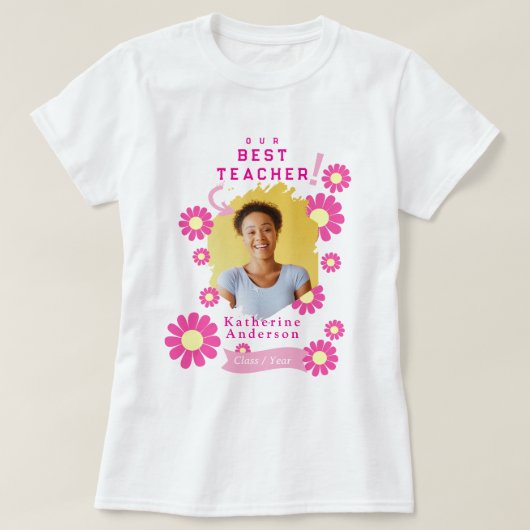 デイジー ベスト 教師 フォト 白 Tシャツ (デザイン正面)