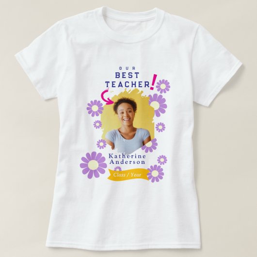 デイジー ベスト 教師 フォト 白 Tシャツ (デザイン正面)