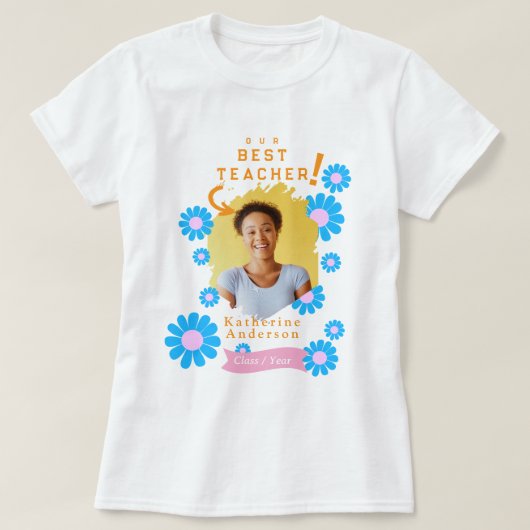 デイジー ベスト 教師 フォト 白 Tシャツ (デザイン正面)