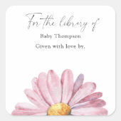 デイジー - ベビーシャワーのためのブックプレート, 赤ちゃんのための本 スクエアシール (正面)