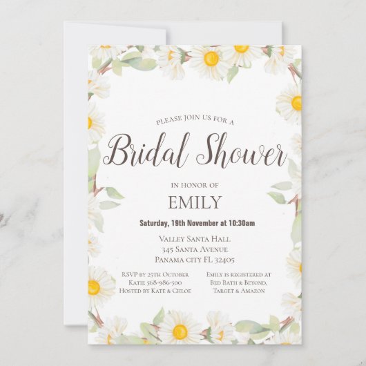 デイジー ベビーシャワー 招待状, パーティー 招待状 (正面)