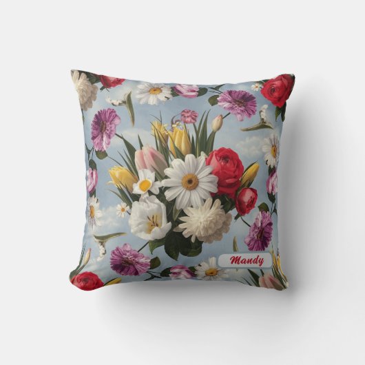 デイジー、ライリー、チューリップ クッション (正面)