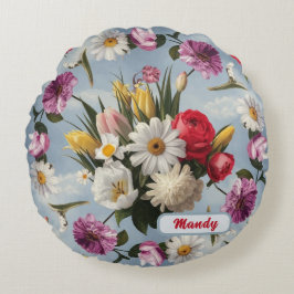 デイジー、ライリー、チューリップ ラウンドクッション