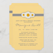デイジー リボン - 黄色 グレー & 白の結婚前お祝い 招待状 (正面/裏面)