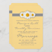 デイジー リボン - 黄色 グレー 白 結婚式 招待状 (正面/裏面)