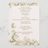 デイジー、リリー·オン·ザ·バレー·オン·ベージュ色結婚ズ 招待状 (正面/裏面)