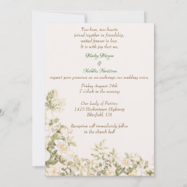 デイジー、リリー·オン·ザ·バレー·オン·ベージュ色結婚ズ  招待状