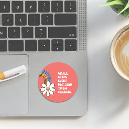 デイジー&レインボー付きセルフモチベーションのシール ラウンドシール