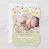デイジー&レディバグ赤ちゃん女の子の写真の誕生のお知らせ 案内状 (正面)