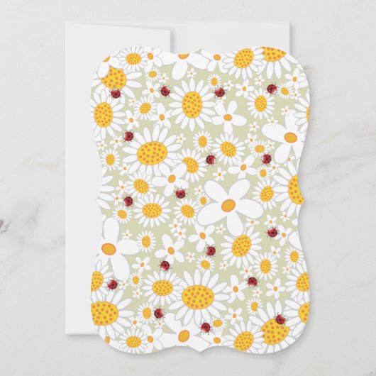 デイジー&レディバグ赤ちゃん女の子の写真の誕生のお知らせ 案内状 (裏面)