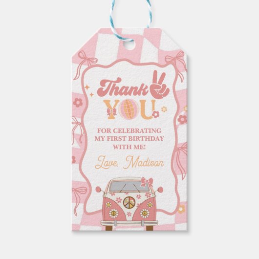 デイジー&レトロヴァンパステルグルーヴィー1st誕生日 ギフトタグ (正面)