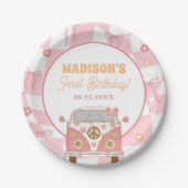 デイジー&レトロヴァンパステルグルーヴィー1st誕生日 ペーパープレート (正面)