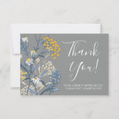 デイジー ロウアン ネイビー & イエロー フラワル サンクス カード (正面)