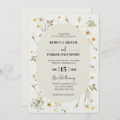 デイジー ワイルドフラワーのモダンな結婚式の招待状 招待状 (正面/裏面)
