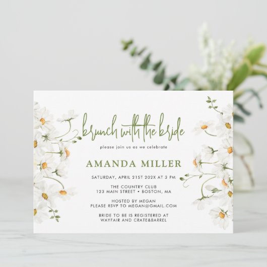 デイジー ワイルドフラワーズ ブライダルシャワー ブランチの招待状 招待状 (スタンド正面)