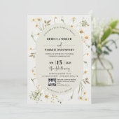 デイジー ワイルドフラワーズ モダン ウェディング QRコード 招待状 (スタンド正面)