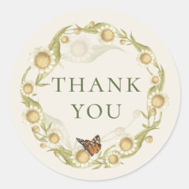 デイジー ワイルドフラワー リース サンキュー ラウンドシール