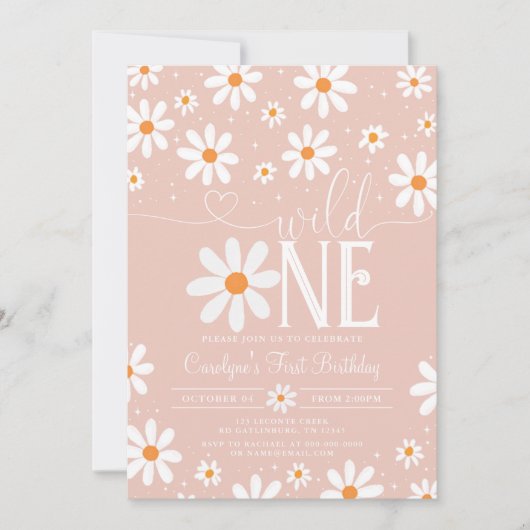 デイジー ワイルド ワン 1歳の誕生日パーティー ご招待 招待状 (正面)