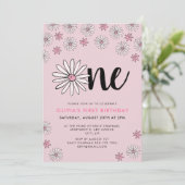 デイジー ワン フラワーズ 1歳の誕生日 招待状 (スタンド正面)