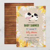 デイジー 向日葵 牛 シャワー 誕生日 招待状 (正面/裏面)