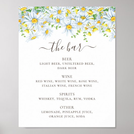 デイジー。国のフローラス結婚クリプトのドリンクバー ポスター (正面)