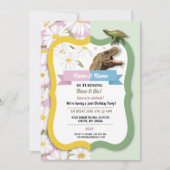 デイジー&恐竜ジョイントボーイガール誕生日 招待状 (正面)