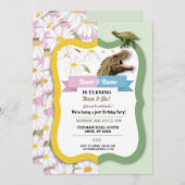 デイジー&恐竜ジョイントボーイガール誕生日 招待状 (正面/裏面)