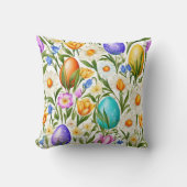 デイジー、春の花、イースターエッグ。絵画の クッション (正面)