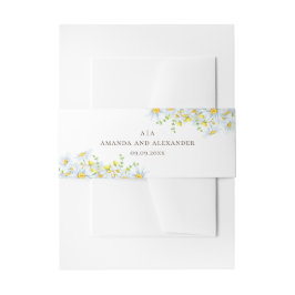 デイジー。水彩花。フローラ結婚モノグラム 招待状ベリーバンド