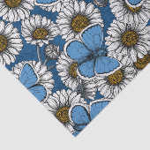 デイジー、白い野生の花と青い蝶 薄葉紙 (詳細)