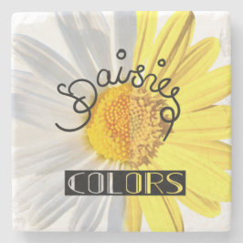 デイジー、白および黄色 ストーンコースター