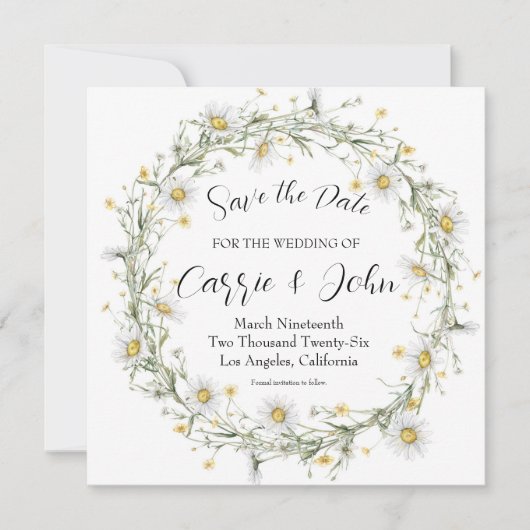デイジー 結婚式 Save the Date カード (正面)