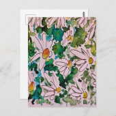 デイジー、緑色基板、抽象化。 ポストカード (正面/裏面)