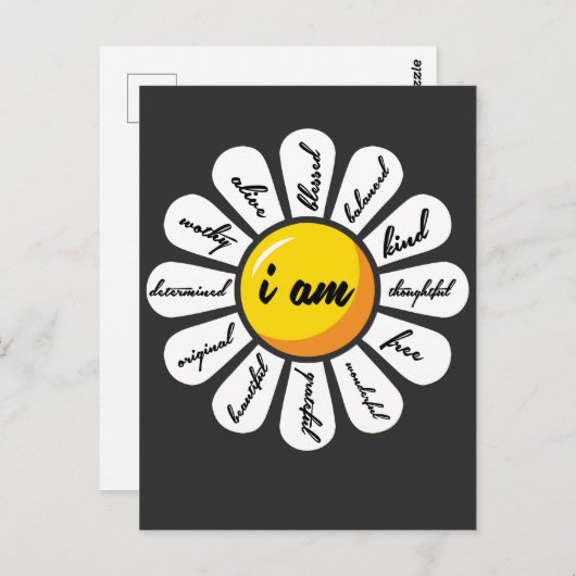 デイジー - 花のポジティブアファメーション ポストカード (正面/裏面)