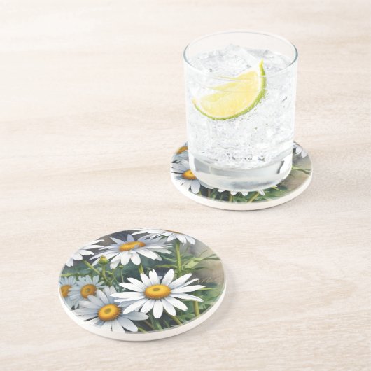 デイジー 花束 エレガント 水彩 コースター (側面)