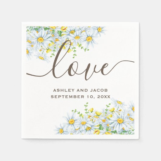 デイジー。花素朴。国のフローラ結婚の スタンダードカクテルナプキン (正面)