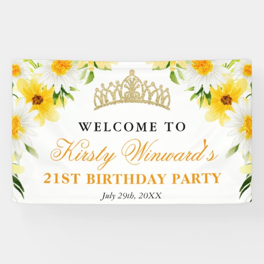 デイジー 花 おめでとう 誕生日パーティー 横断幕 (横)