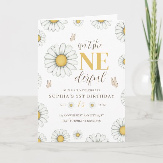 デイジー 誕生日 招待状, ワンダフルデイジー 1歳 招待状 (正面)