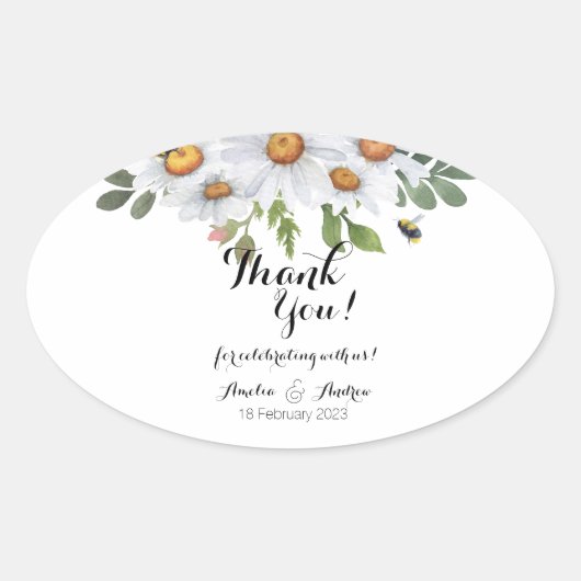 デイジー - 長方形のステッカー 楕円形シール (正面)