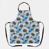 デイジー、青い花の野生の花 エプロン (正面)