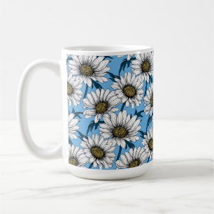 デイジー、青い花の野生の花 コーヒーマグカップ
