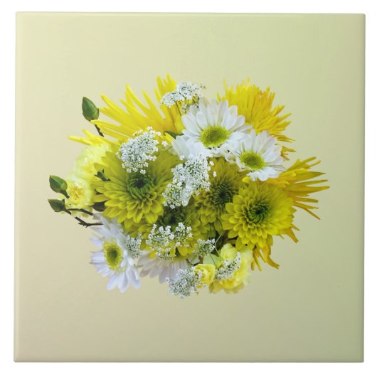 デイジー、MumsとQueen Anne's Lace Bouquet タイル (正面)