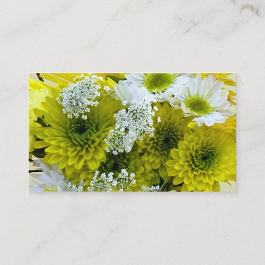 デイジー、MumsとQueen Anne's Lace Bouquet 名刺 (裏面)