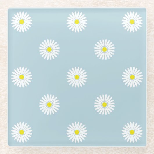 デイジーBlue Glass Co上の淡い色の例示的なパターン ガラスコースター (正面)