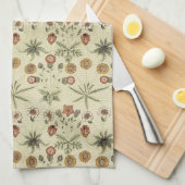 デイジーby William Morris、ヴィンテージビクトリアン花 キッチンタオル (四つ折り)