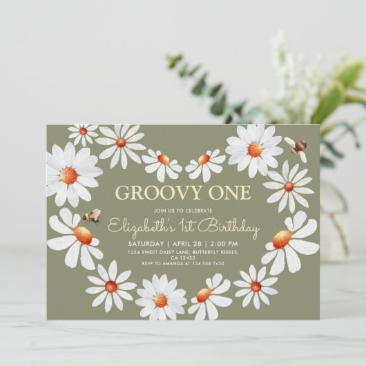 デイジーGroovy One 1歳の誕生日 招待状 (スタンド正面)