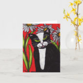 デイジーNotecardのタキシード猫 カード (黄色い花)