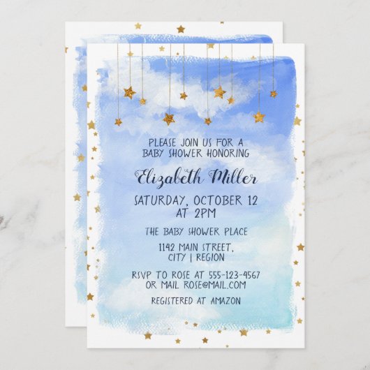 デイスカイウィズブライトスターズベビーシャワー招待状 招待状 (正面/裏面)
