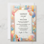 デイスターズグラムブライトパステルグラデーショングリッター結婚ズ 招待状 (正面)